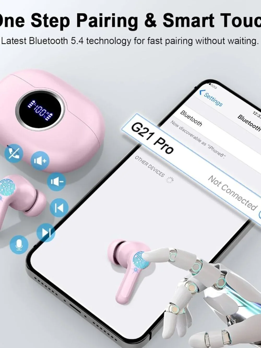 Pink Wireless Earbuds Bluetooth Headphones Android Ios Sport Workout - Picture 6 of 6